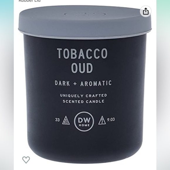 DW Home Tobacco Out candle in glass jar and rubber lids . New. - Picture 2 of 5